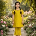Golden Glow 2-Piece Airline Frock-Styled Shirt & Bell-bottom - GOGL-2PC-FB